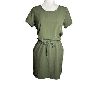 Mondetta Active Wear Dress Size XS Army Green Pockets Drawstring Waist Stretch